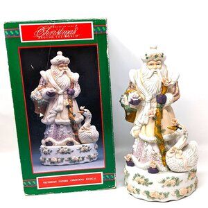 House of Lloyd Victorian Santa Musical Pink Coat Christmas Around the World 11"